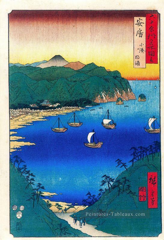 Bay à Kominato dans la province d’Awa Utagawa Hiroshige ukiyoe Peintures à l'huile